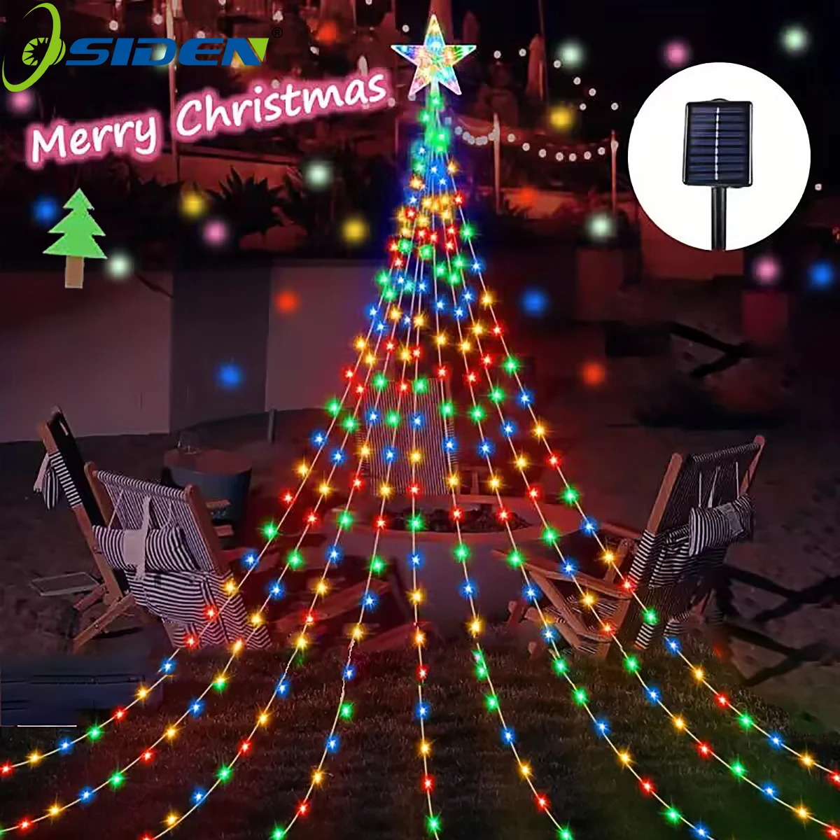 Świąteczne Wodoodporne Lampki Sznurowe Pentagram Solarne Zewnętrzne Dekoracje Festiwalowe 3M/2M Led Lampki Fairy 8 Trybów Impreza Rodzinna Święta