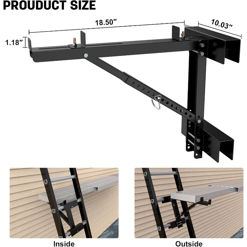 2025 Upgraded Adjustable Ladder Jacks 2 Pack for Scaffolding Platform, Two-Rung Short Body Extension Ladder Jack Scaffold Bracke