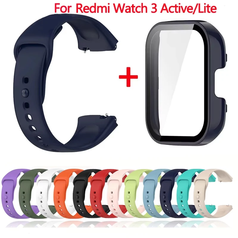Silicone Strap+Case for Xiaomi Redmi Watch 3 Active band smartwatch Accessories Sport Bracelet For Redmi watch3 Active/Lite Case