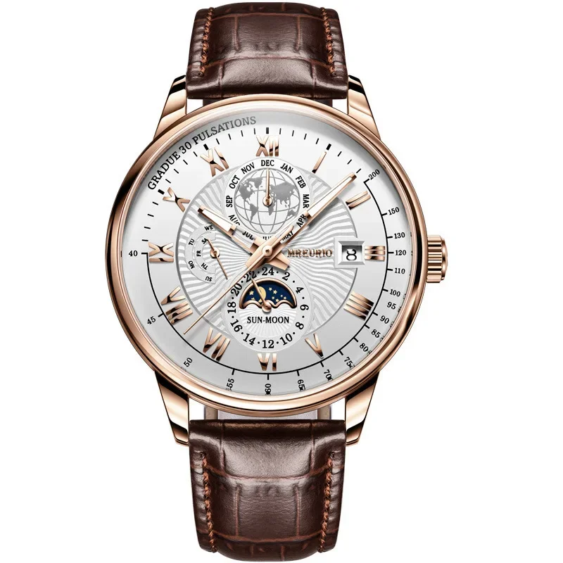 Reloj de pulsera deportivo de lujo para hombre, pulsera de cuarzo con fecha de Cuero Luminoso resistente al agua, informal, 2024