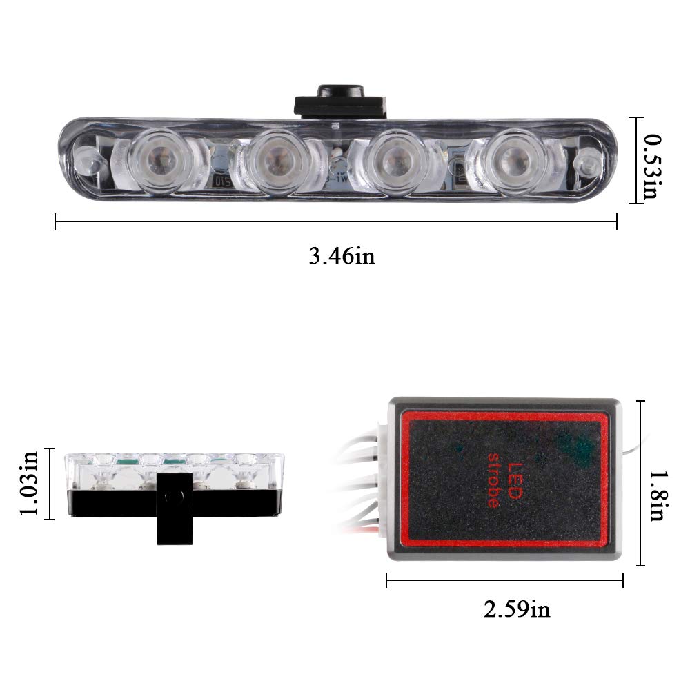 Luzes estroboscópicas de polícia para motocicleta, 4 em 1, vermelho e azul, 12V, controle remoto sem fio, luz da grade do flash, emergência