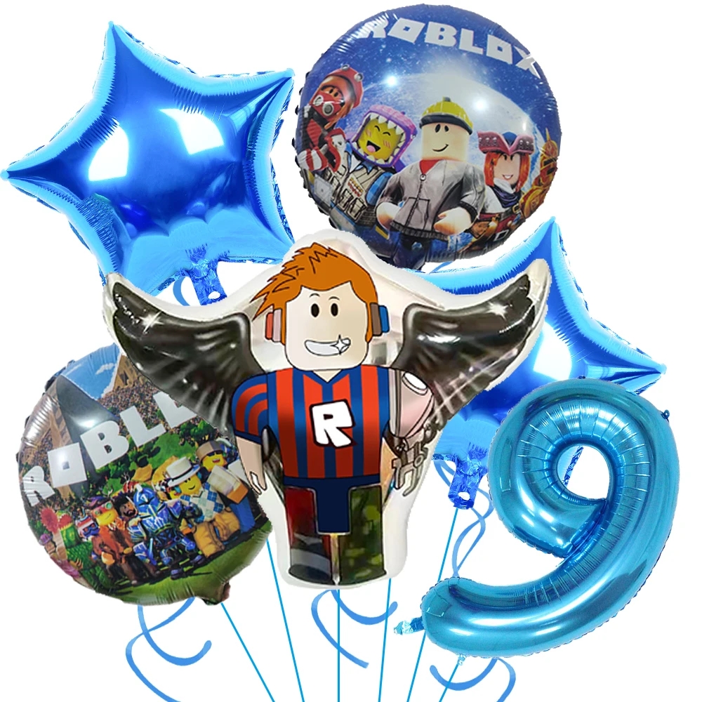 ROBLOX-Juego de globos de aluminio para cumpleaños, suministros de decoración para fiesta de dibujos animados, recuerdo de Baby Shower, regalo, número, globo, juguete para niño diy