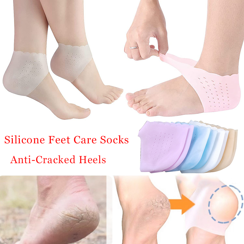1 Chân Silicone Chăm Sóc Tất Chống Nứt Nẻ Gel Dưỡng Ẩm Gót Tất Mỏng Ren Gót Bao Da Có Lỗ Chân chăm Sóc Da Bảo Vệ