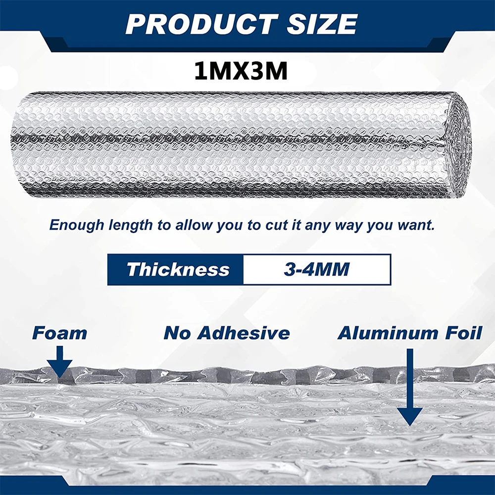 Светоотражающий изоляционный рулон, двойной пузырь, алюминиевая фольга, лист, термозащитный излучающий барьер для зимнего окна автофургона
