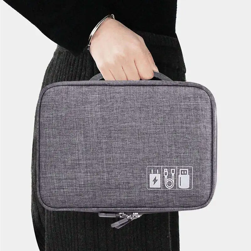 Borsa organizer con cerniera e rotelle: durevole, di grande capacità con manico telescopico e ruote lisce, ideale per cavi e altro ancora
