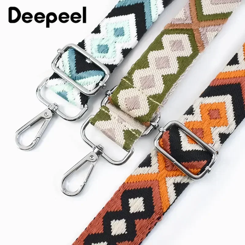 Deepeel 3.8cm Fashion Canvas Webbing Color Jacquard Straps 80-130cm Adjustable Shoulder Crossbody Strap Women's Bag Accessories