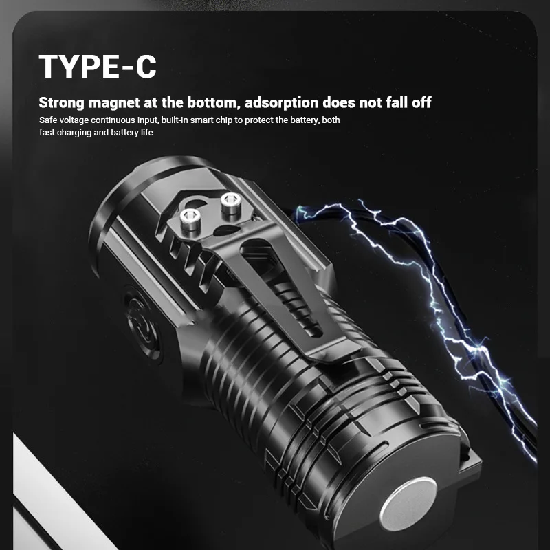 Super Bright Mini 3 LED Flashlight Powerful 5 Modes Floodlight Torch USB Rechargeable Flashlights Waterproof Emergency Torch