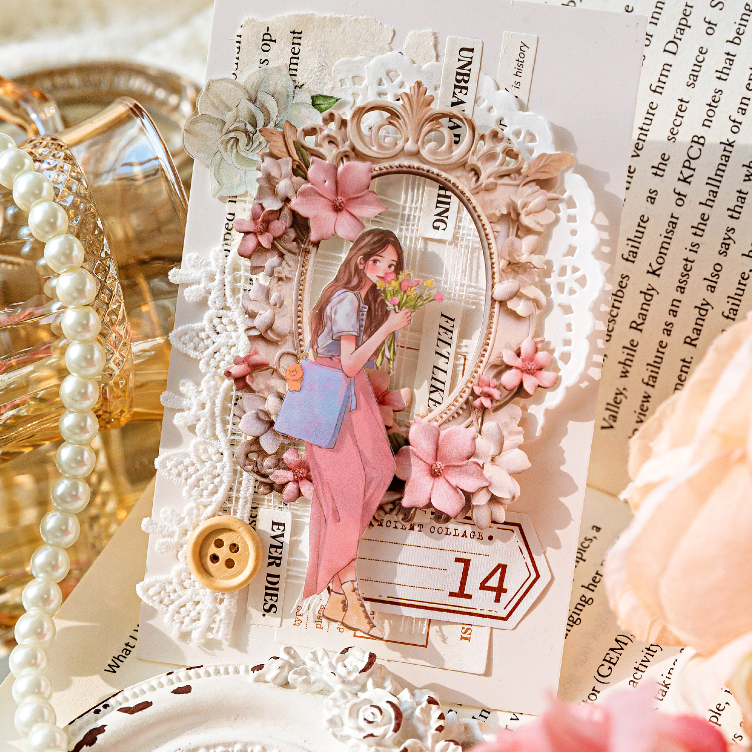 TIANZI 10 pcs Relief Retro Frame hollow-out Flowers Picture Frame Gorgeous Relief Hand Tent DIY Decorative Collage Material