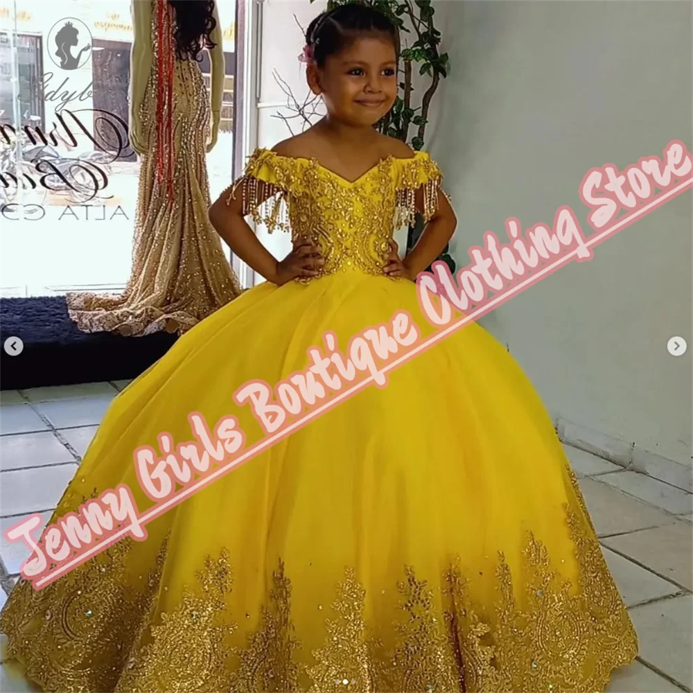 Yellow Beautiful Girl Birthday Princess Dress  Fluffy First Communion Wedding Prom Formal Event Banquet Show Dress