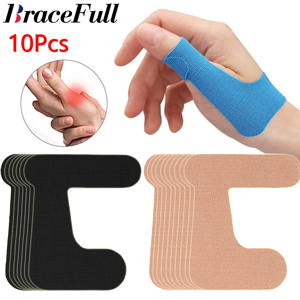 10 PCS Precut Thumb Support Tape,Self Adhesive Toe Kinesiology Patches Finger Bandages Supplies for Sport, Elastic Strap