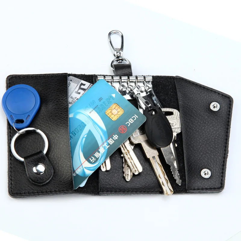 New Genuine Leather Keychain Men Key holder ​key organizer Pouch Car Key pouch Wallet Housekeeper Key Case Mini Card Bag