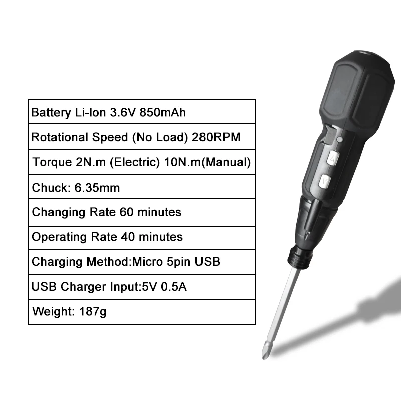 Maizhe Rechargeable Electric&Manual Duo Screwdriver 3.6V Cordless Mini Power Tool With LED Light For DIY Household