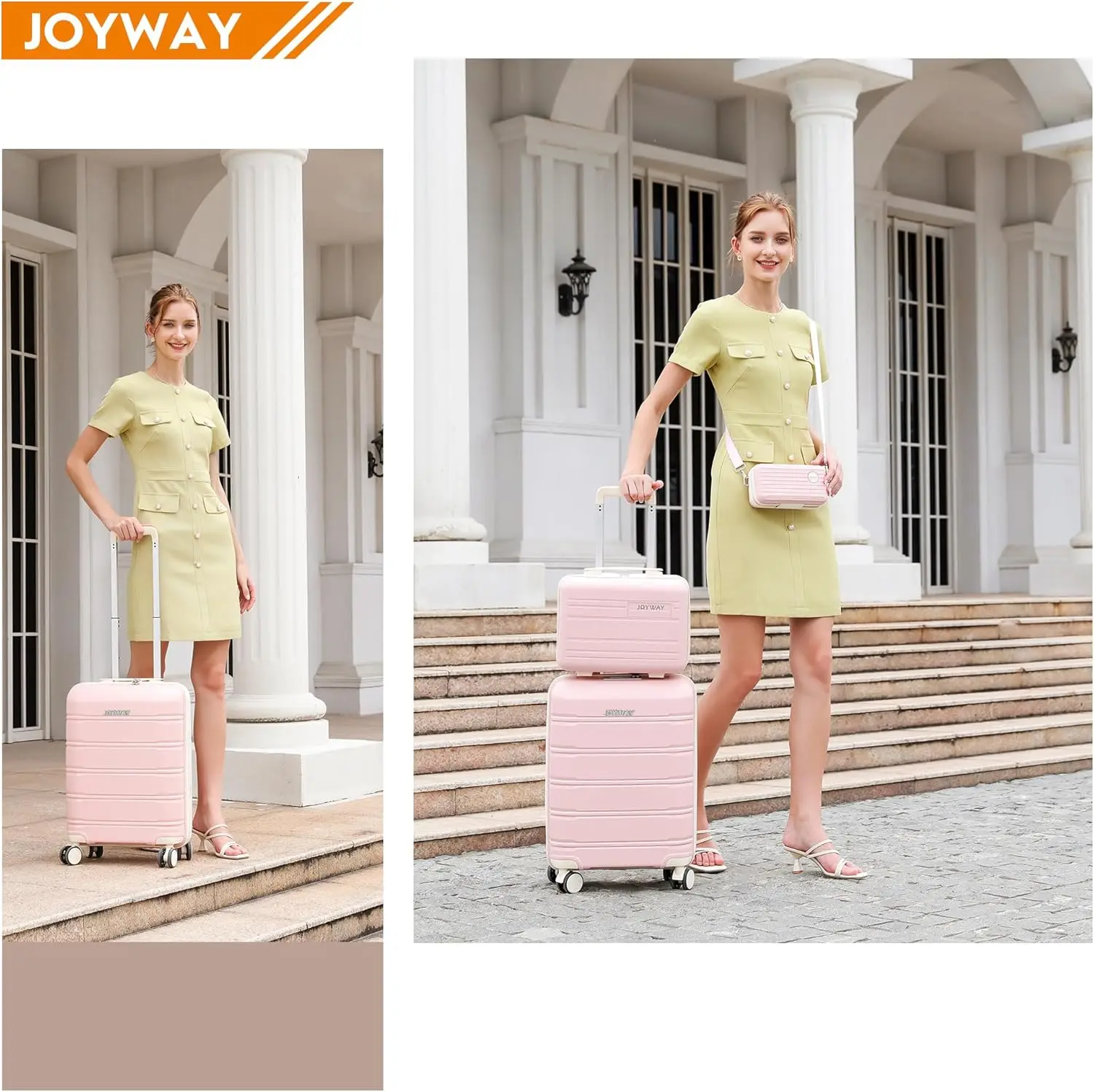 Joyway Reisegepäcksets, stilvolles Handgepäck-Kofferset, robust, langlebig, kratzfest, TSA-Schloss, drehbare Räder