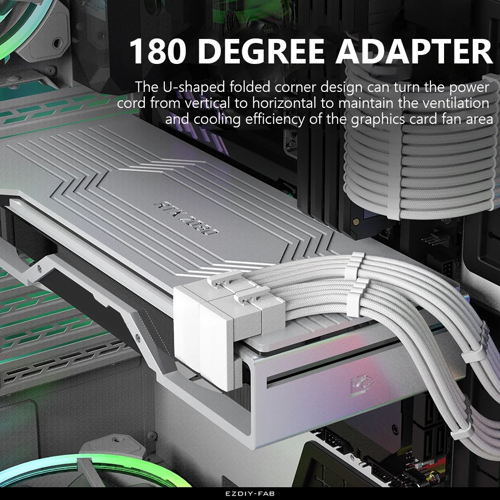 ATX-adaptador de corriente hembra de 8 pines, Conector de dirección asistida GPU de 180 grados a 8 pines macho para escritorio, tarjeta gráfica de vídeo