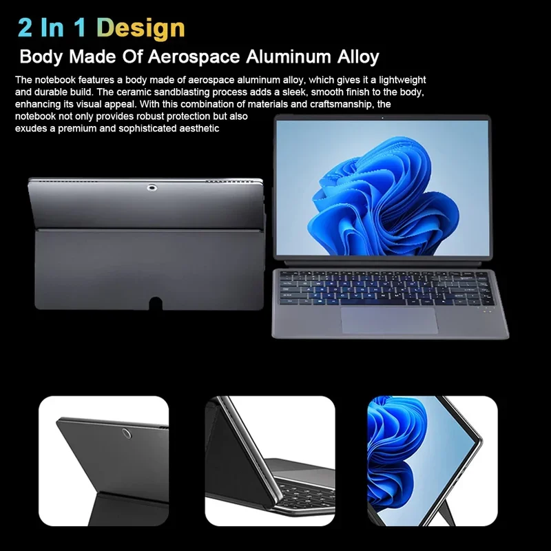 YYHC 2 em 1 laptop processador N100 14 Polegada tela sensível ao toque IPS LCD 16GB Win 11 Tablet Pc portátil notebook computador