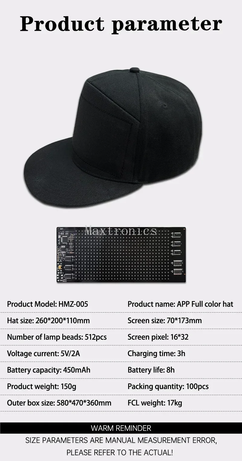 LED Unisex Baseball Cap 5V Wiederaufladbare Bluetooth APP Programmierbare LED Scrollen DIY Display Board Hip Hop Led Cap Snapback Hut