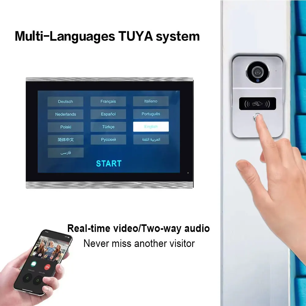 Neue 1080P 10 Zoll Touchscreen Wifi 2 Draht Video Türklingel Smart TUYA Home Video Intercom 32G Karte Rceord kit Bewegungserkennung