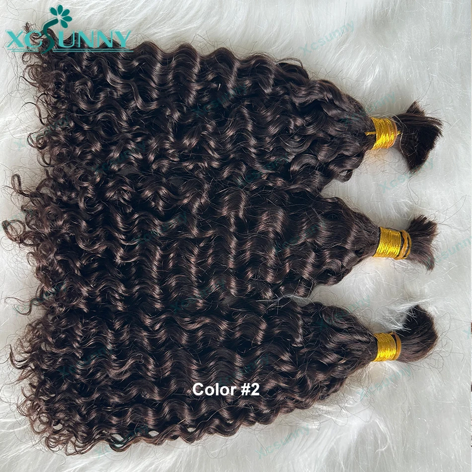 BULK Human Hair ไม่มี Weft สําหรับ Braiding CURLY Deep WAVE Full Ends Extensions 3 pcs/5 pcs BULK Hair Bundles ขายส่งสําหรับ Boho Braids