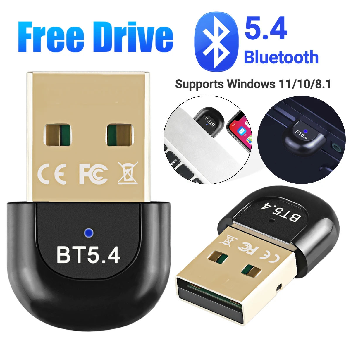 Adaptador Dongle USB Bluetooth 5,4 5,3 para altavoz de PC, ratón inalámbrico, teclado, receptor de Audio y música, transmisor sin unidad