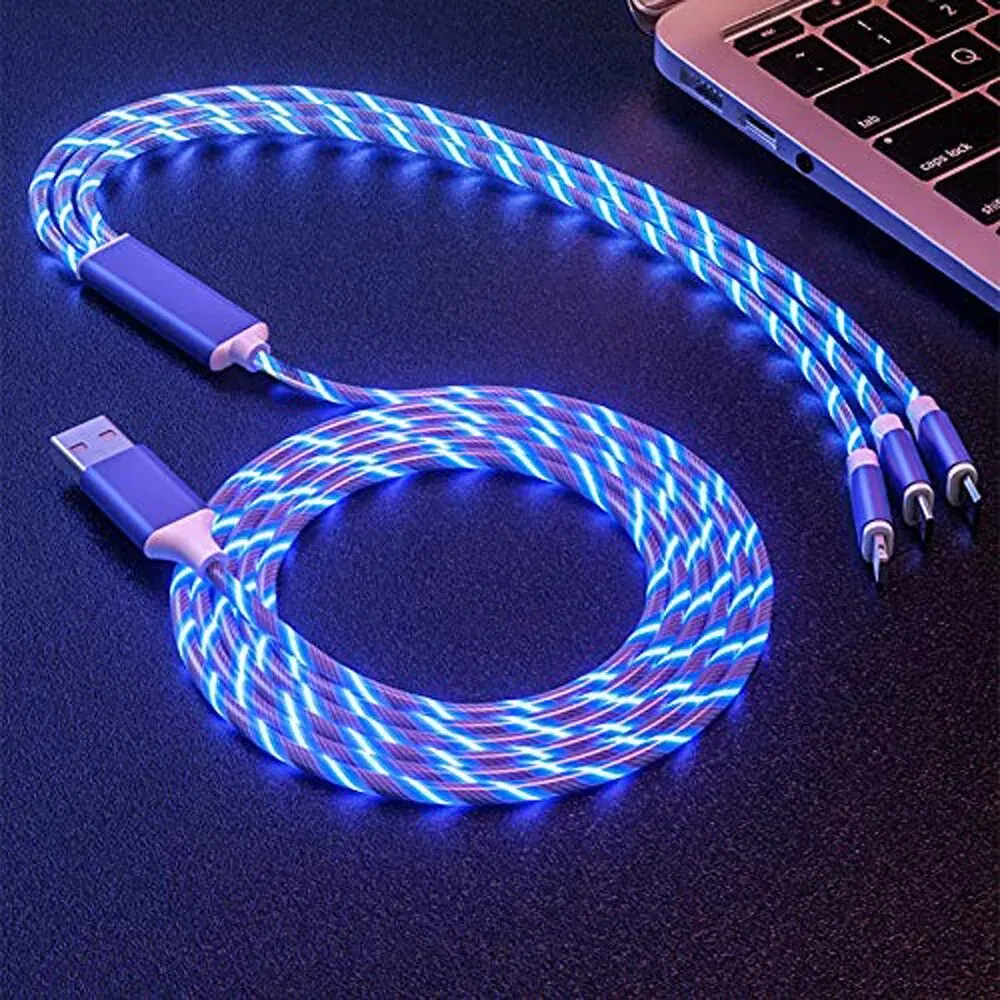 Câble De Charge Rapide 3 En 1 Avec Éclairage LED, 3A, Micro USB Tipo C, Pour IPhone, Samsung, Xiaomi, Chargeur De Teléfono, Lig