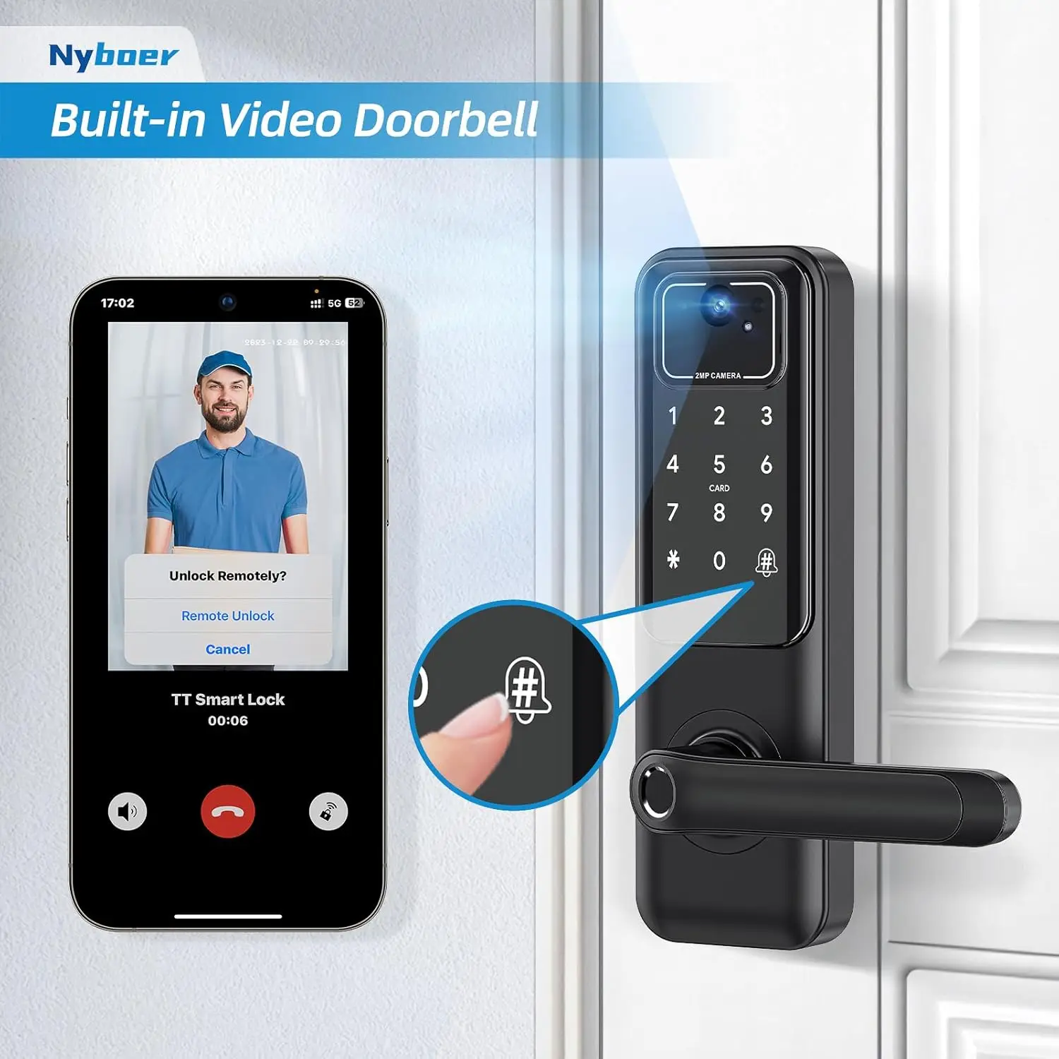 WiFi Video Smart Door Lock Fingerprint Door Lock with Camera Keyless Entry Door Lock with Handle Electronic