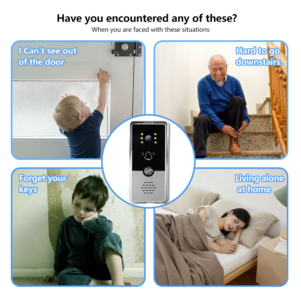 Campainha de vídeo 720P com tela colorida de 7 polegadas, intercomunicador doméstico, sistema de controle de acesso eletrônico de visão noturna inteligente de alta definição