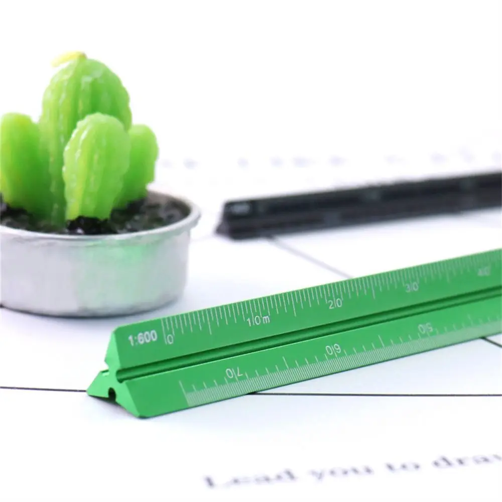 Aluminum Alloy Triangular Scale Ruler Smoothly Technical Measuring Ruler 15cm 30cm Multi-function Metal Ruler Stationery