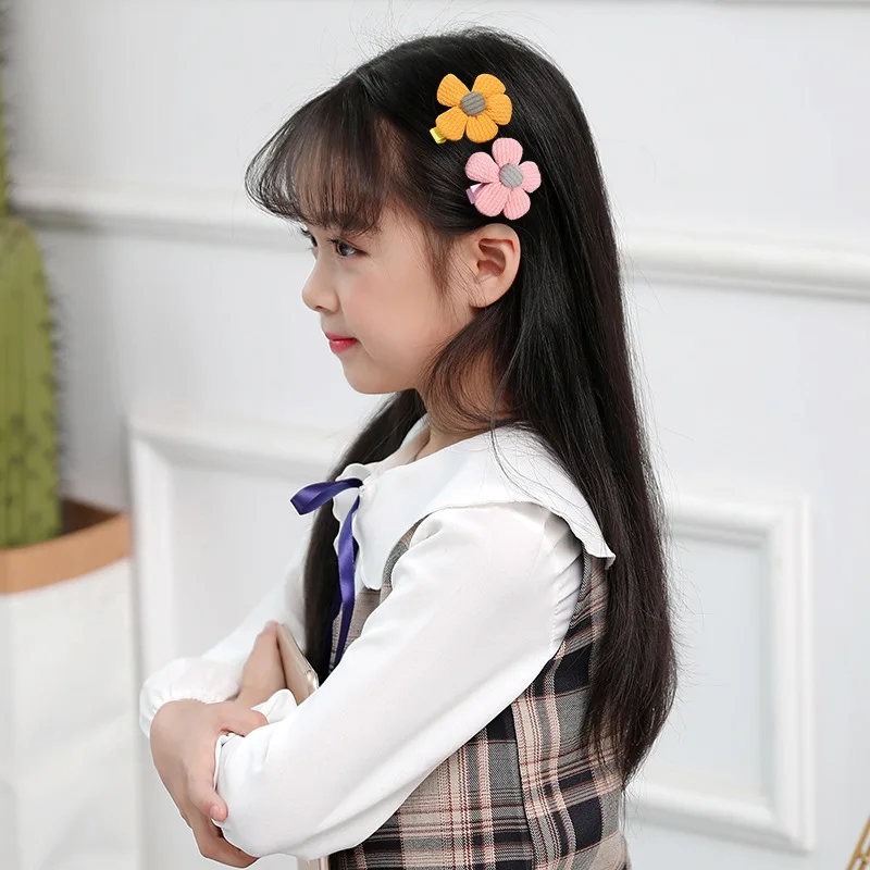 14 ピース/セット子供かわいい生地の花のヘアクリップヘアアクセサリー甘い女の子ヘアピンベビー頭飾りバレッタ子供帽子