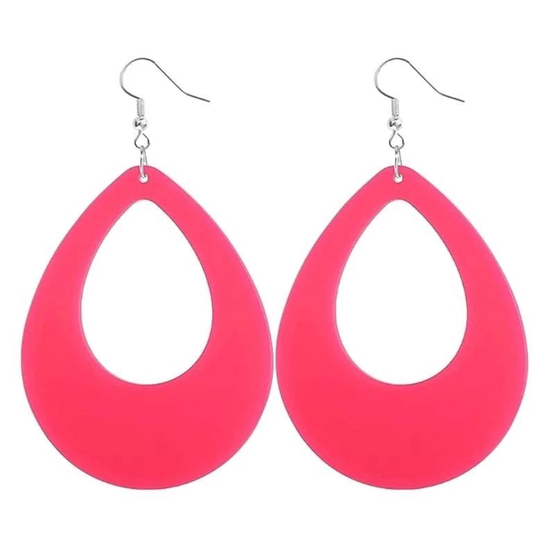 652f 1 Pair Neons Anting Wanita Anting Plastik Merah Hijau Berwarna -warni Anting -anting Ringan Vintage Perhiasan Fashion Untuk