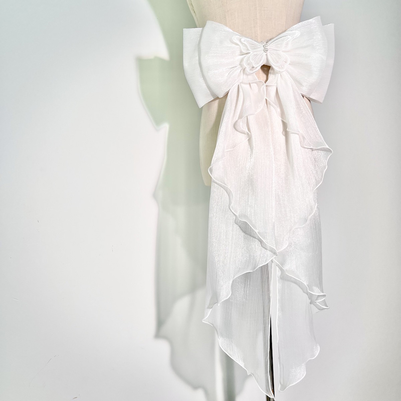 Schleppende Schleife, glänzende Seide, doppellagige Schleife, abnehmbare Dekoration, Lolita-Kleid, Brautkleider, große Taille, Accessoires mit Pin