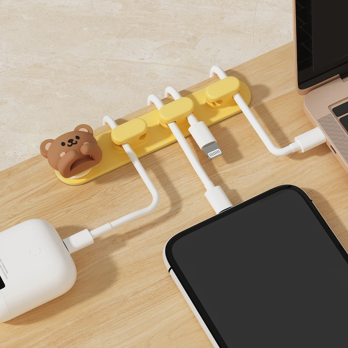 Organizador de cabos de mesa, clipes enroladores, autoadesivo, gerenciamento de cabos de dados de celular, suporte de cabo de fio