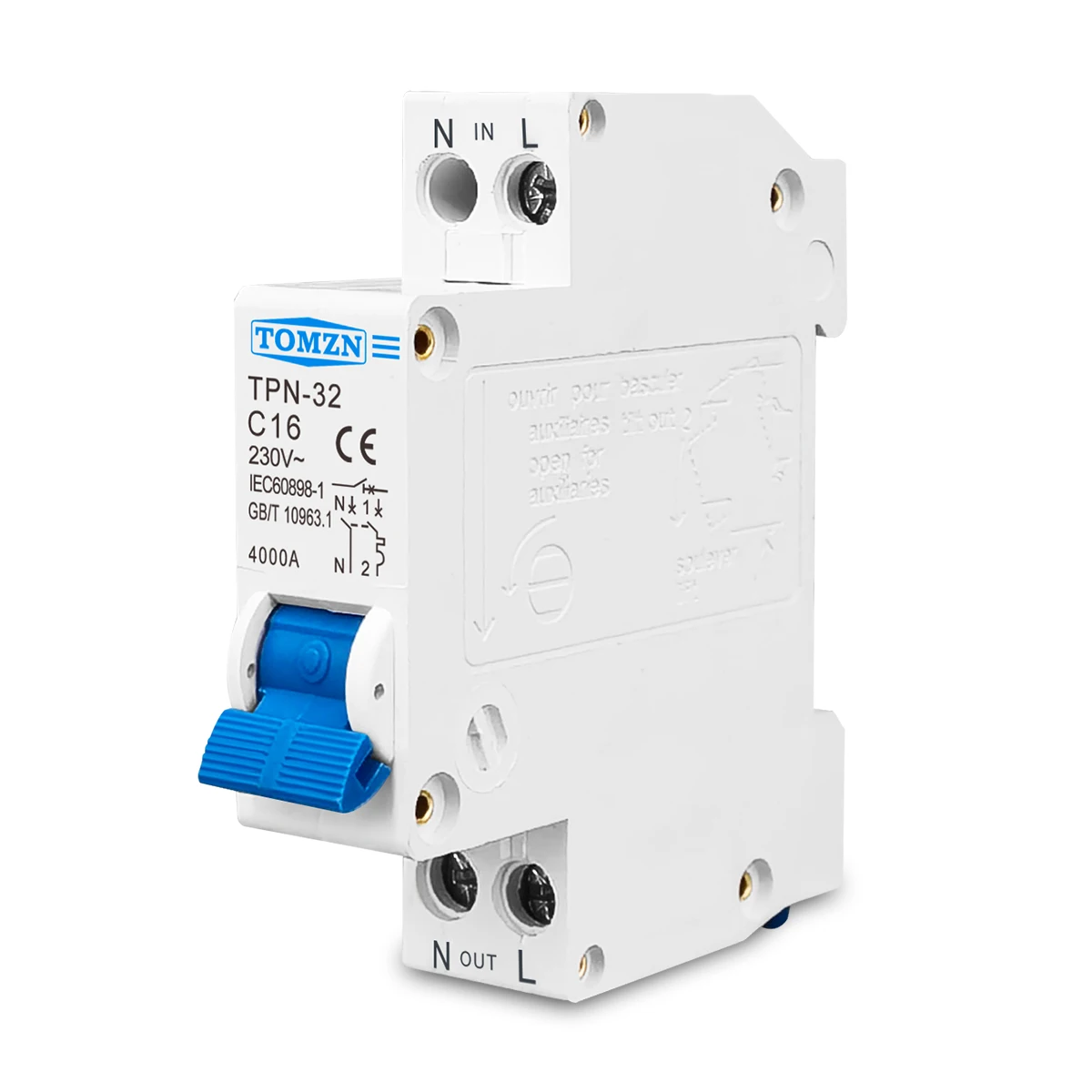 TPN 1P + N Mini disyuntor MCB 6A 10A 16A 20A 25A 32A montaje en carril Din interruptor de aire doméstico en miniatura