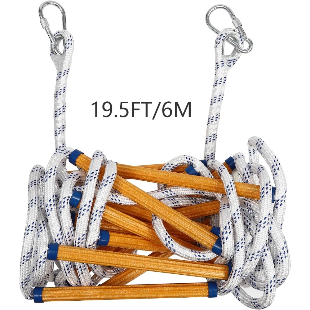 6m Strickleiter feuerfeste Rettungs seil leiter Balkon rettungs leiter mit 2 Karabinern für Hauptfenster Balkon geländer baum