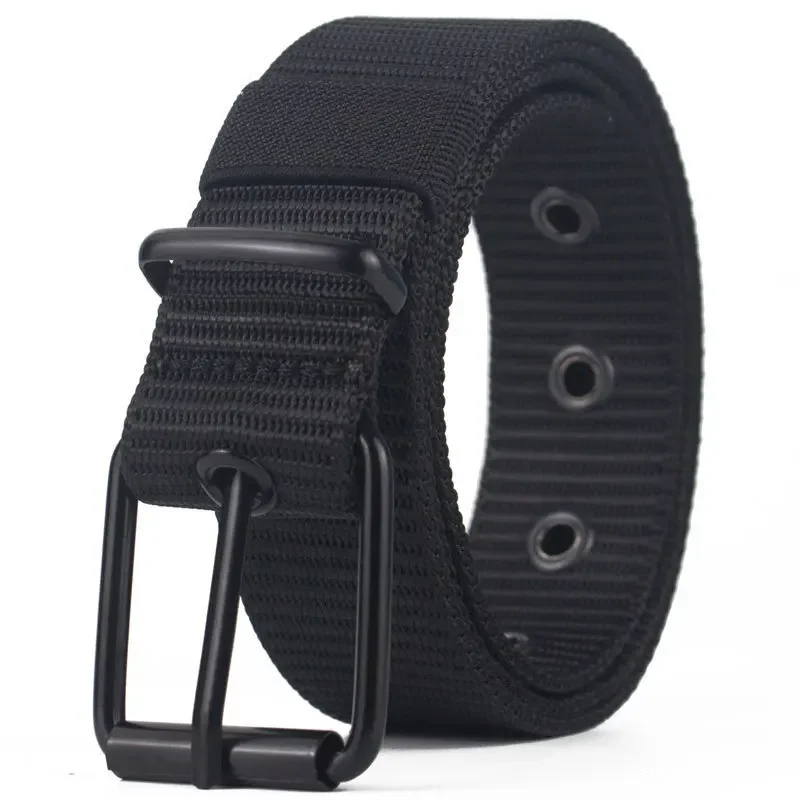 Cinturón de lona perforada, cinturón con hebilla de aguja para hombre, versión coreana juvenil para estudiantes, cinturón vaquero versátil, entrenamiento militar, extensión