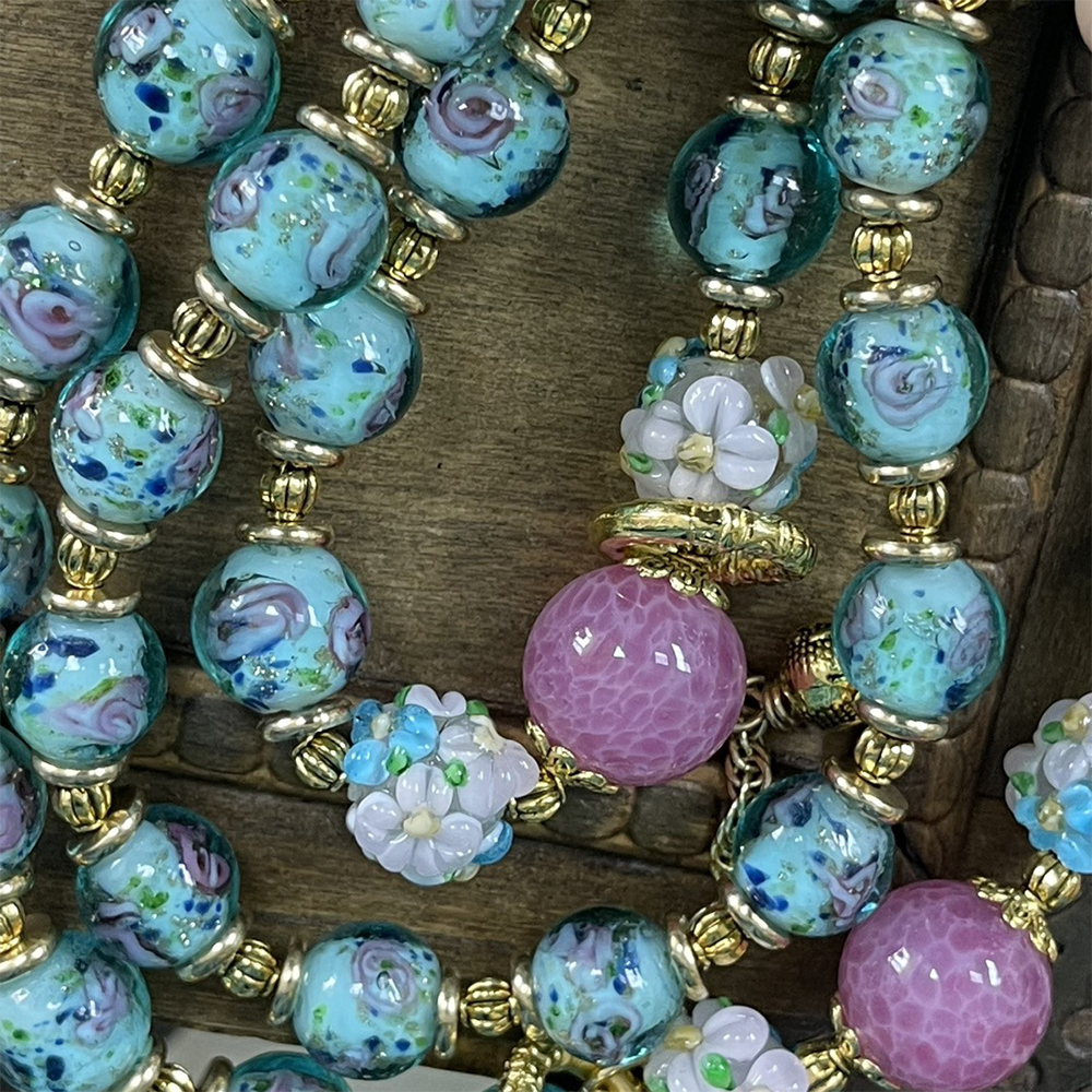 Vintage hecho a mano cuentas de cristal suéter cadena pendientes collar para mujer chica gargantilla accesorios de joyería