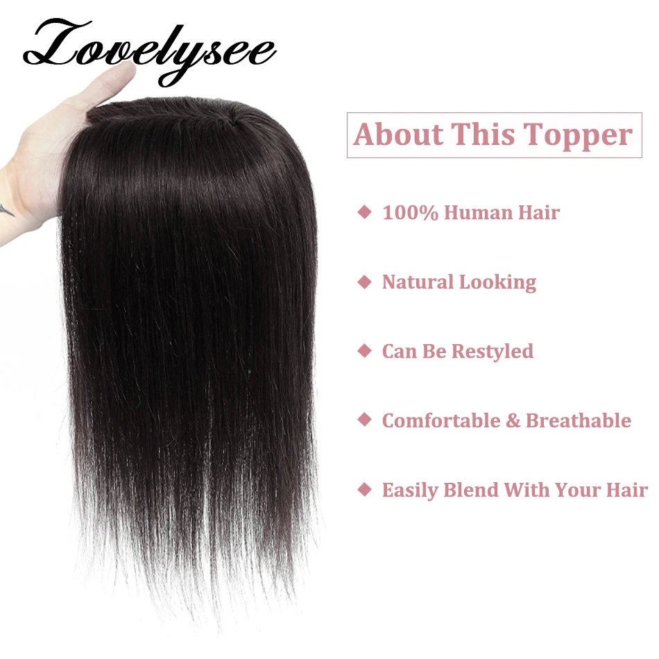 7x10 ซม.ผมมนุษย์ Topper สําหรับผู้หญิงตรงวิกผมสีดําธรรมชาติ 100% ผมมนุษย์จริงคลิปในส่วนขยายของผมมนุษย์ 10 ''-18''