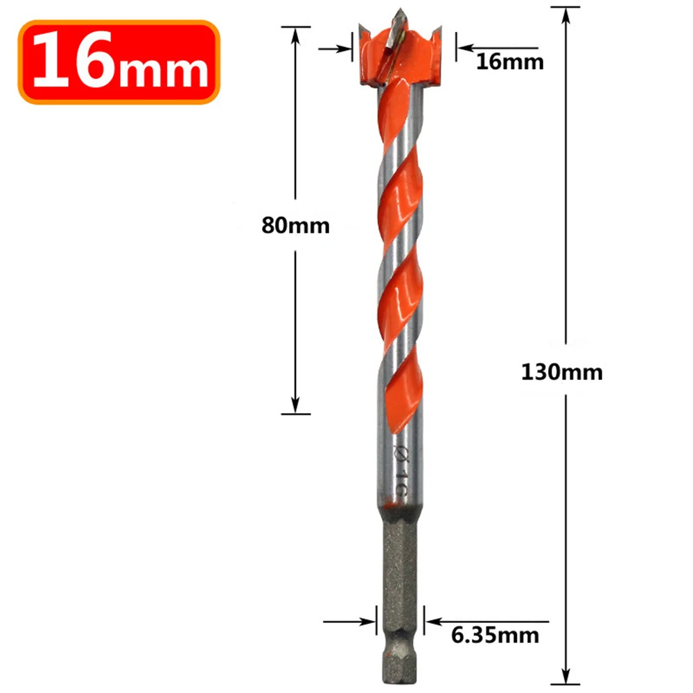 1PC Extended Woodworking Hole Opener Alloy Thread Drill Bit With Hexagonal Handle Door Lock Hole Wooden Board Hole Drill Bit