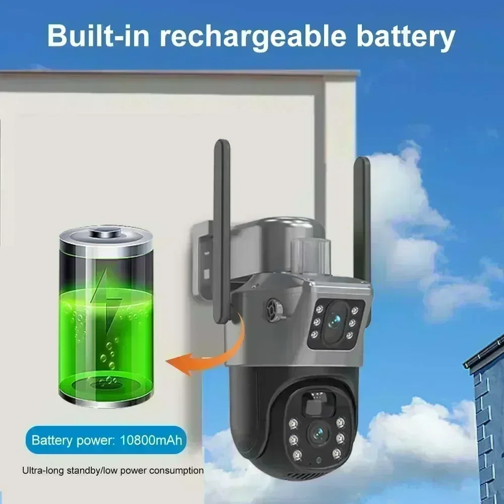 La fotocamera solare con scheda Sim 4K 8MP viene fornita gratuitamente con una telecamera IP esterna con memoria da 256G protezione di sicurezza a doppio schermo sorveglianza Wireless