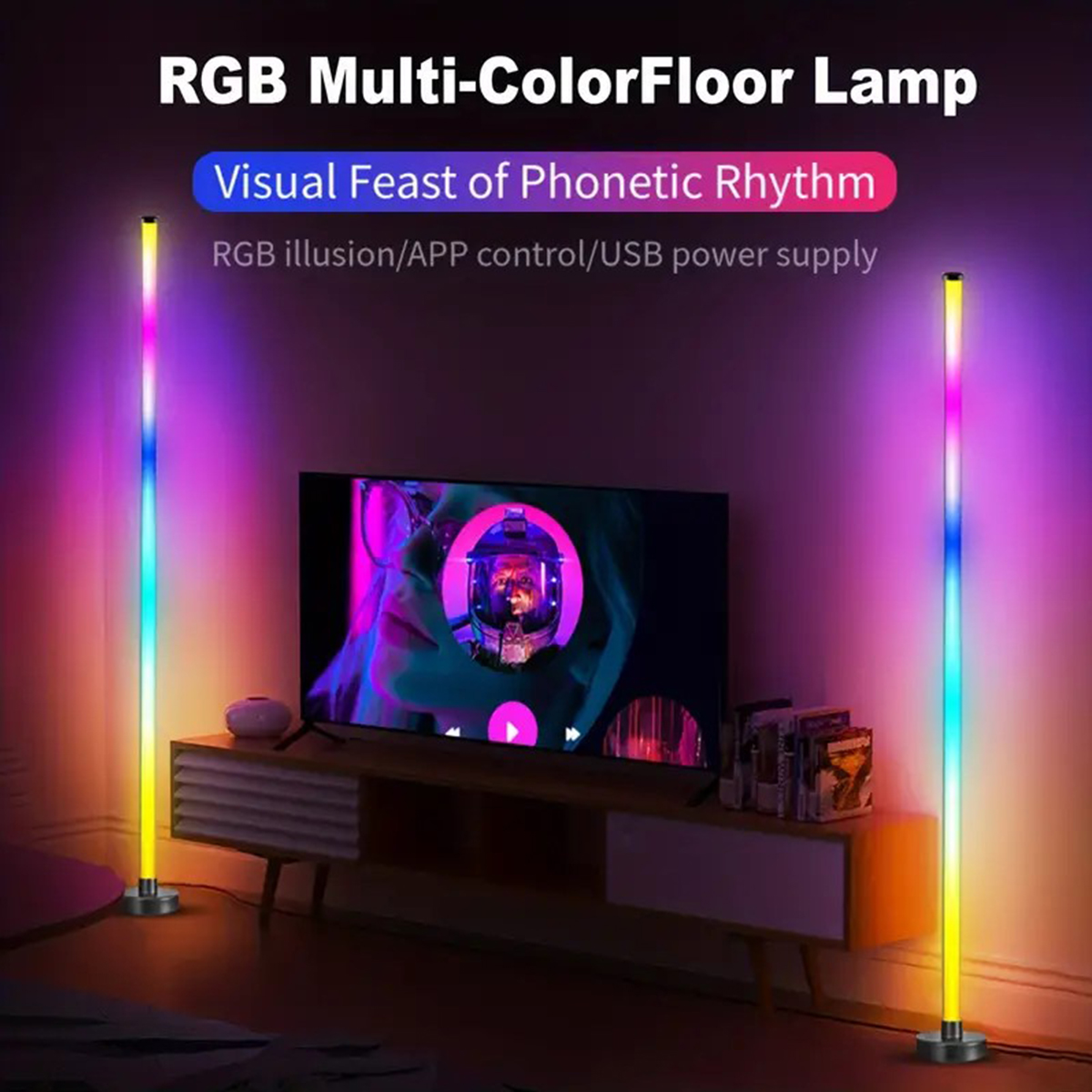 EISSLOLY 2PCS Intelligent RGB Floor Lamp APP Control Music Synchronized Corner Lighting Room decoration Standing Lights