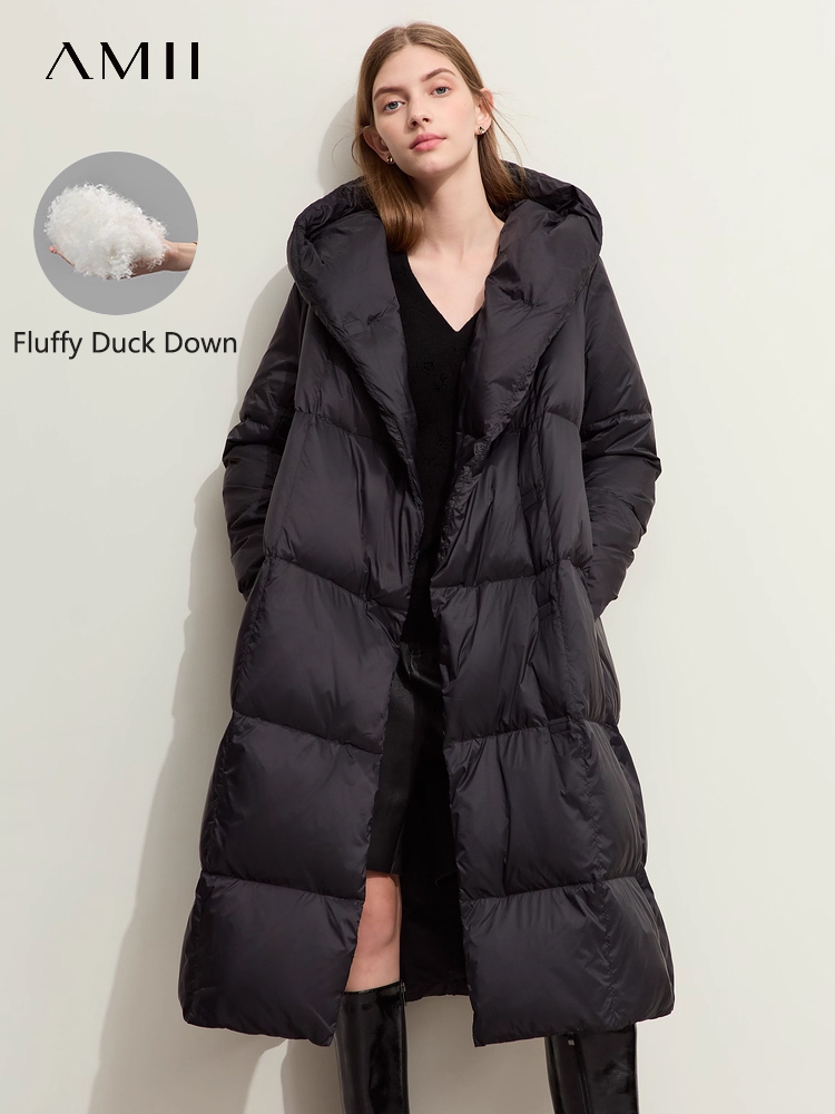 AMII Minimalistischer 2025, Daunenjacke, Mantel für Damen, Winter, warm, langes Brot, Puffermantel, leicht, dick, hochwertige Mode-Oberbekleidung 12324060