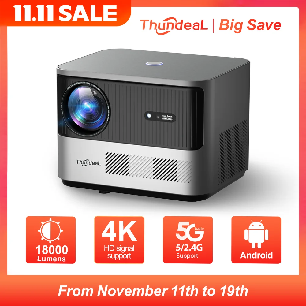 ThundeaL Full HD 1080P Projetor TDA6W Foco Automático Inteligente Android WIFI LCD LED Vídeo Home Theater Projetor Portátil Home Theater