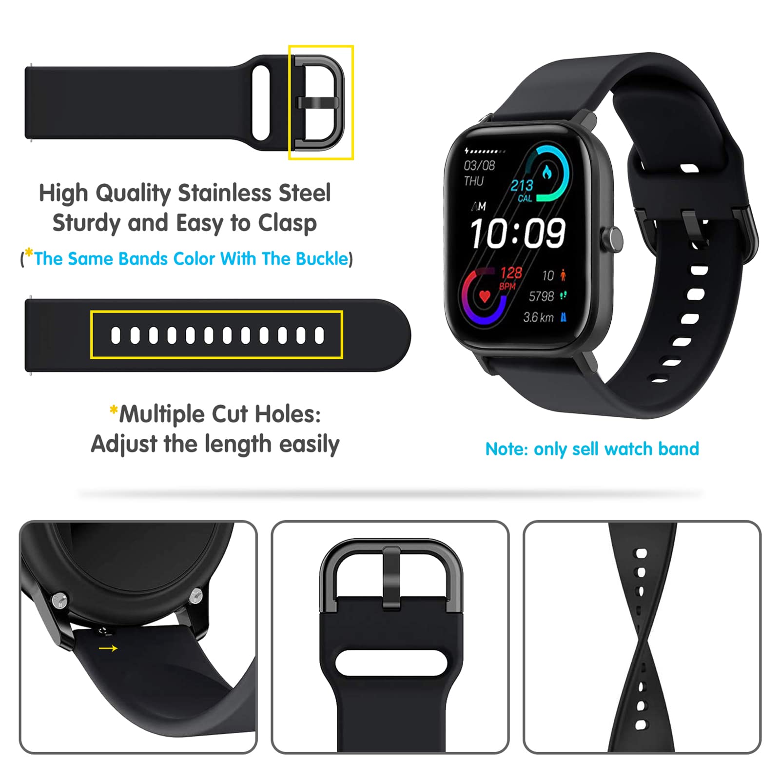 シリコンバンド Amazfit gts 2 3 4/bip/gtr 4 3 プロ/ストラトス 3 2 20 ミリメートル/22 ミリメートルスポーツ時計バンドブレスレット Amazfit ストラップ gts 2 3 4 ミニ