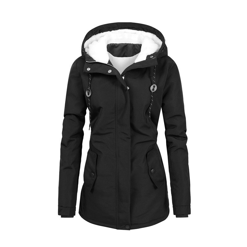 Parka chaude à capuche pour femme, manteaux rétro épais en peluche, doublure polaire, mi-longue, en coton, vêtements chauds, hiver