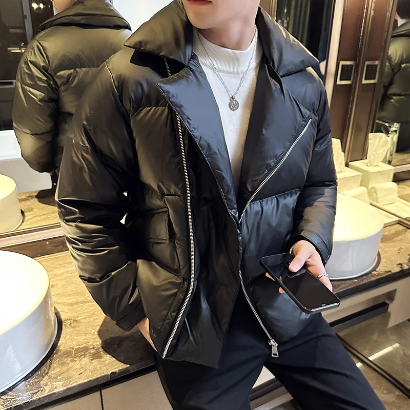 Winter weiß Ente Daunen Mäntel Jacke hochwertige große Revers Brot Mantel Streetwear Mode kurze lose Outdoor warme Jacke