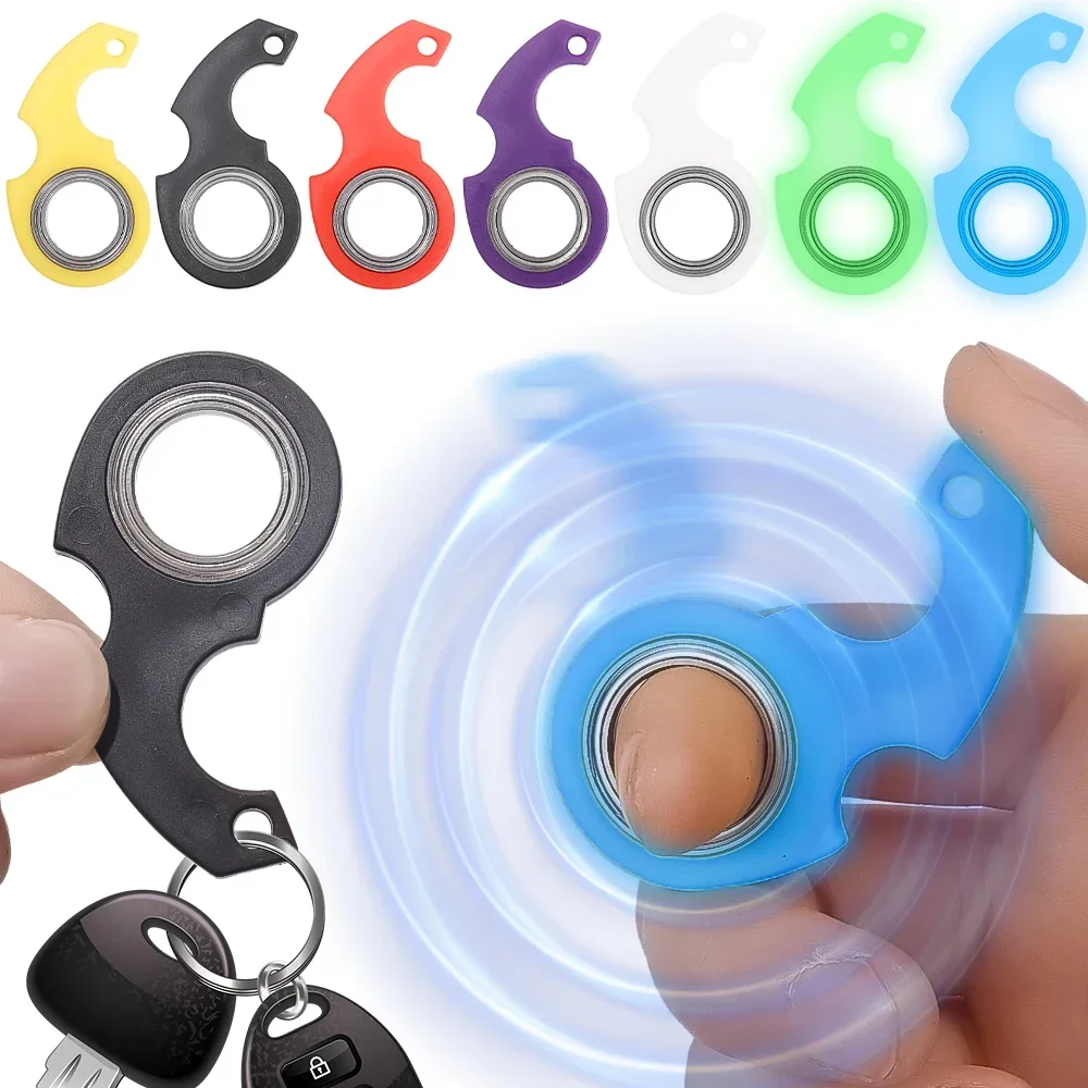 Spinner Stress Speelgoed Metalen Fidget Speelgoed Kinderen Vingertop Draaiende Sleutelhanger Vinger Fidget Ring Verlichten Verveling Party Geschenken Sleutelhanger