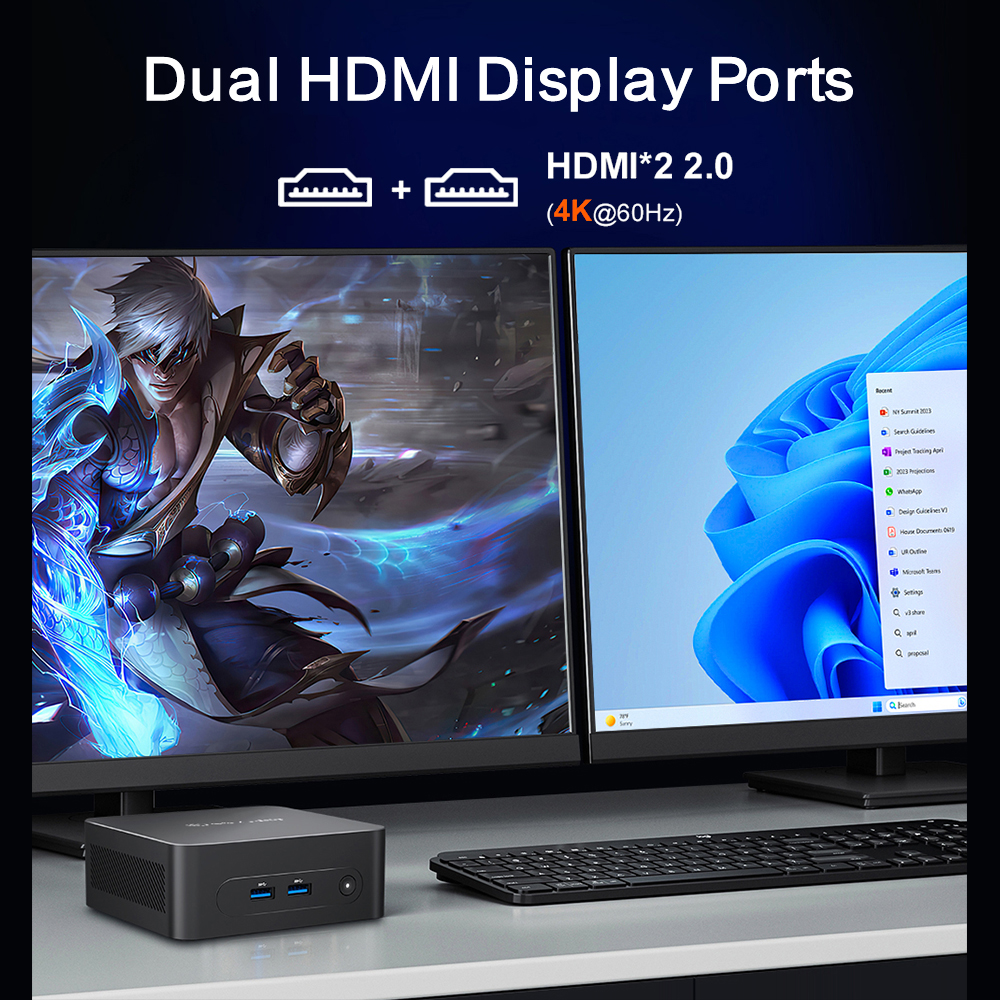 MLLSE M2 Plus Mini PC Intel Celeron 5205U Processor 8GB RAM 256GB ROM WiFi 5 BT4.2 Windows 11 Pro Desktop Computer