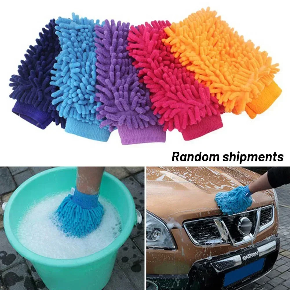 Luvas de lavagem de carro chenille coral velo luvas de lavagem limpador de limpeza de carro toalha de lavagem de poeira automática luva acessórios de limpeza de carro
