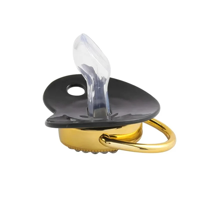 Màu Đen Sang Trọng Núm Vú Giả Dây Chuyền Kẹp Có Nắp Tên Ban Đầu Thư Núm Vú Silicone Giữ Cá Tính Núm Vú Giả Sơ Sinh Cho Bé