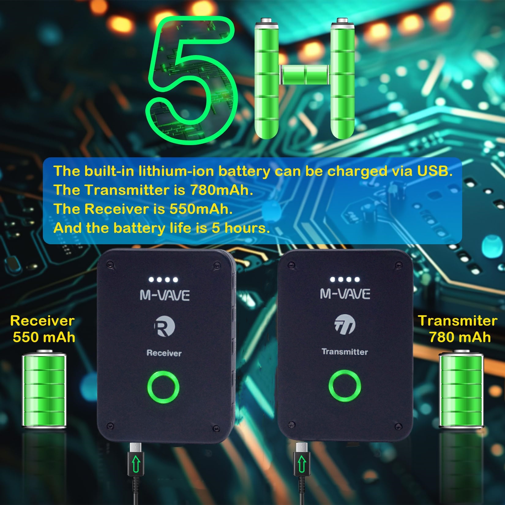M-VAVE WP-9 2,4G sistema inalámbrico auricular Monitor sistema de transmisión transmisor receptor recargable función de grabación Mono