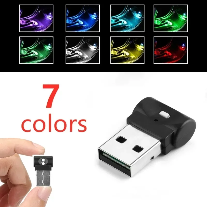 Mini USB LED Światło samochodowe Automatyczne oświetlenie wnętrza Atmosfera Lampa dekoracyjna Oświetlenie awaryjne PC Auto Kolorowe światło Akcesoria samochodowe